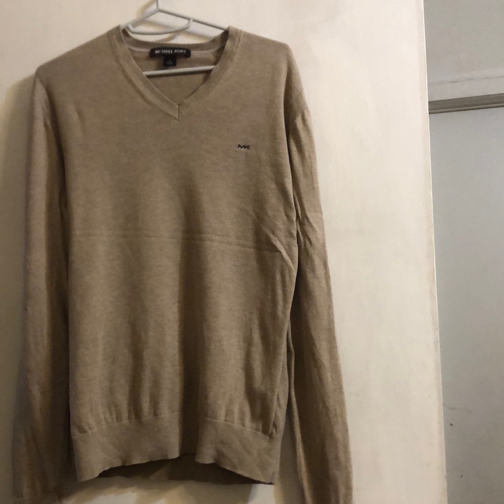 Michael Kors brownish 100% cotton sweater with cuff at sleeves and waist.